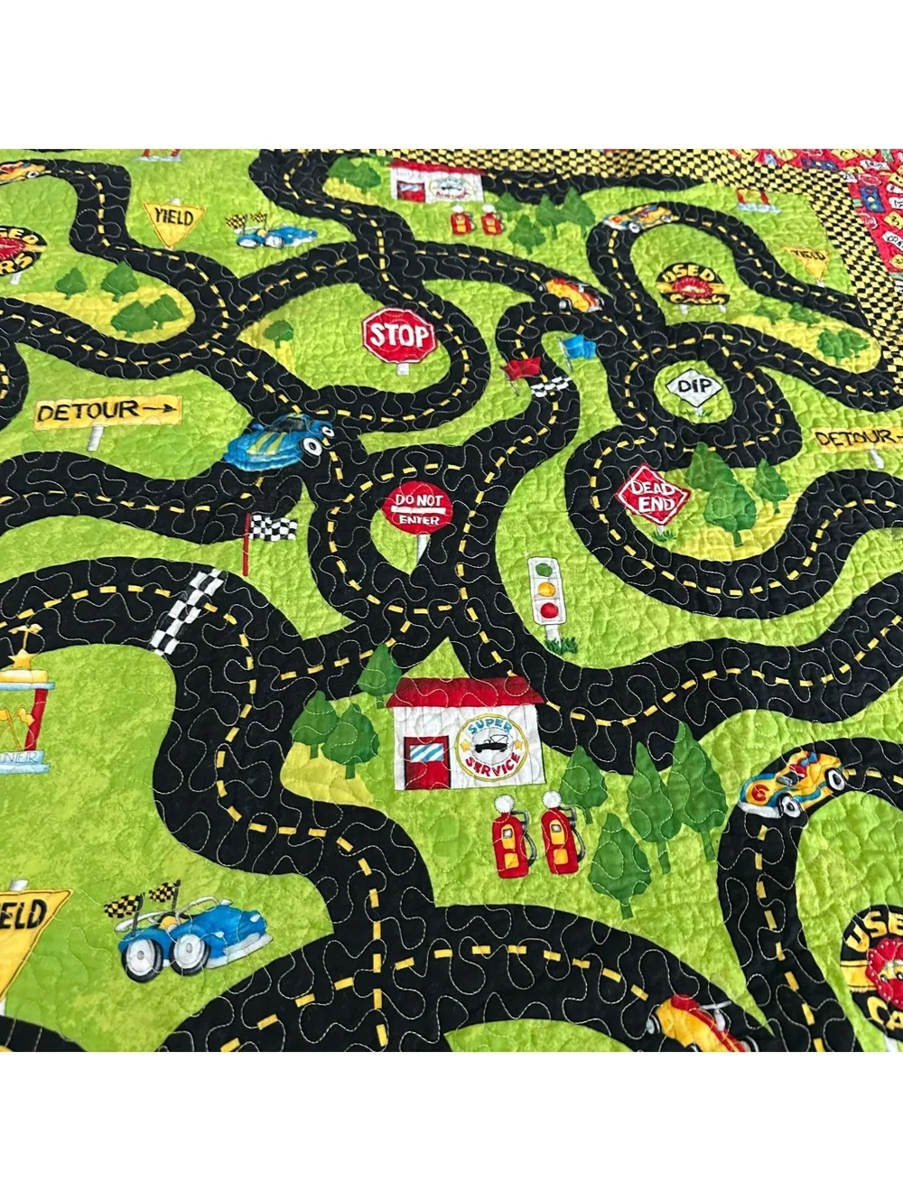 handmade Boys Cars Racing Track Quilt